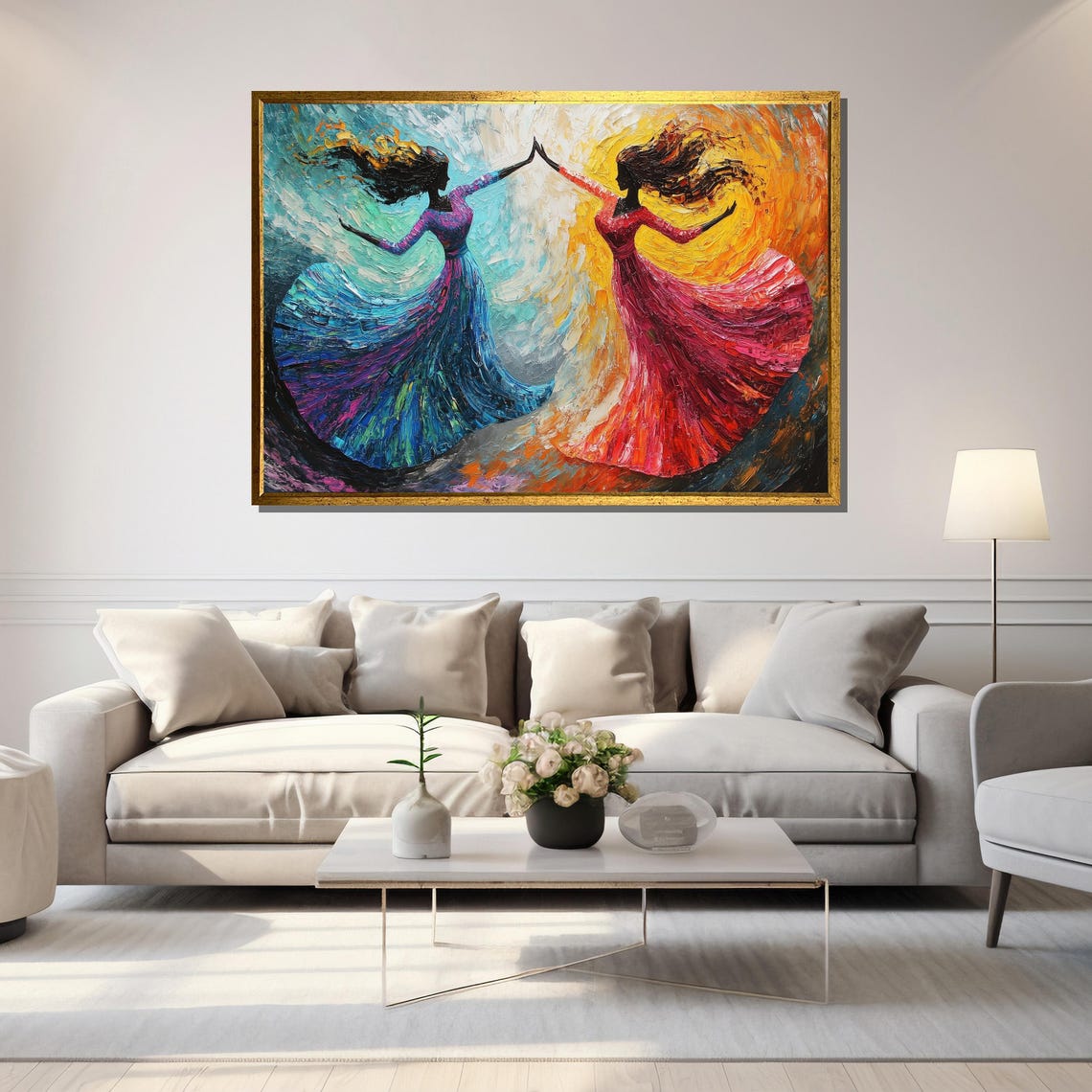 Vibrant Dancing Silhouettes Painting Expressive Abstract Art For Joyful Home Decor And Gift - Image 5