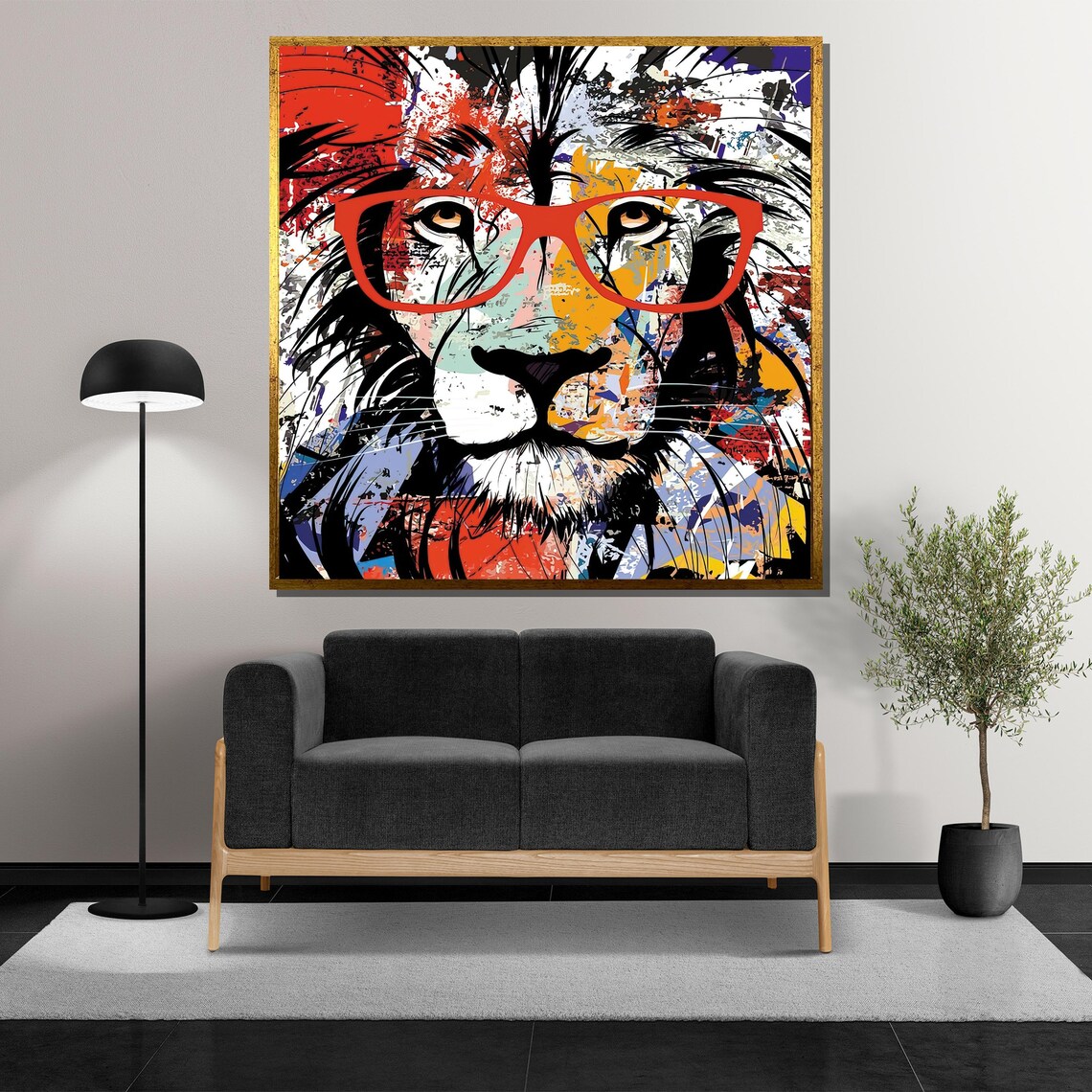Pop Art Lion Wearing Red Glasses Bold Colorful Animal Poster - Image 5