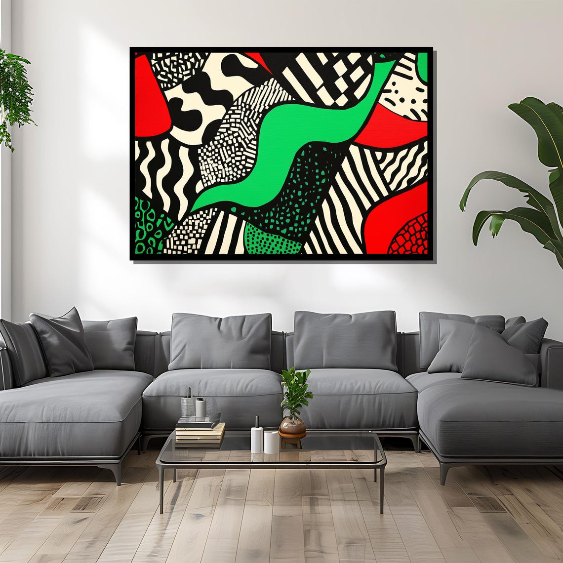 Bold Abstract Geometric Painting Modern Pop Art Wall Decor Black And White Pattern Art Vibrant Contemporary Artwork Unique Gift - Image 4