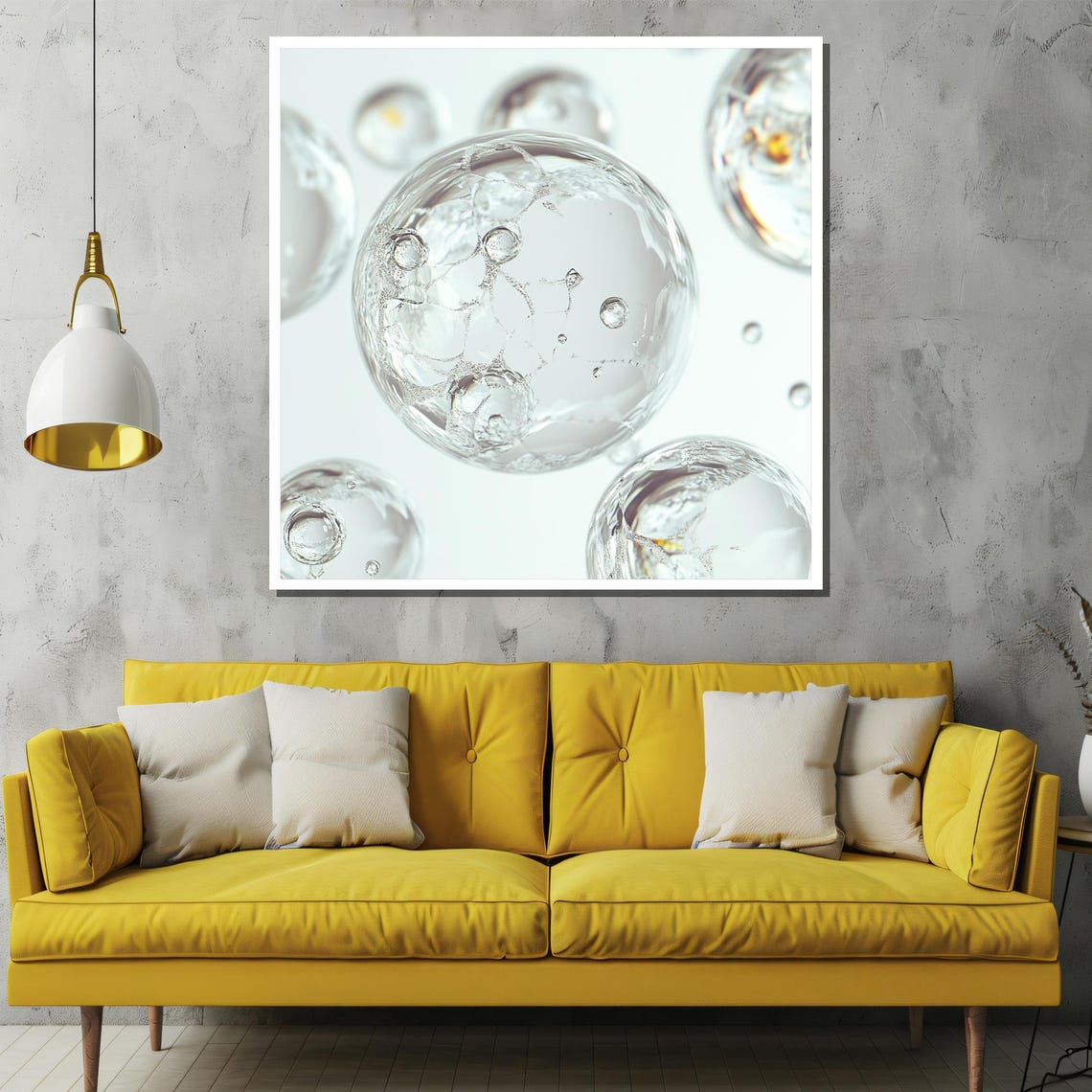 Clear Glass Bubbles with Water Droplets Minimal Macro Abstract Poster - Image 2