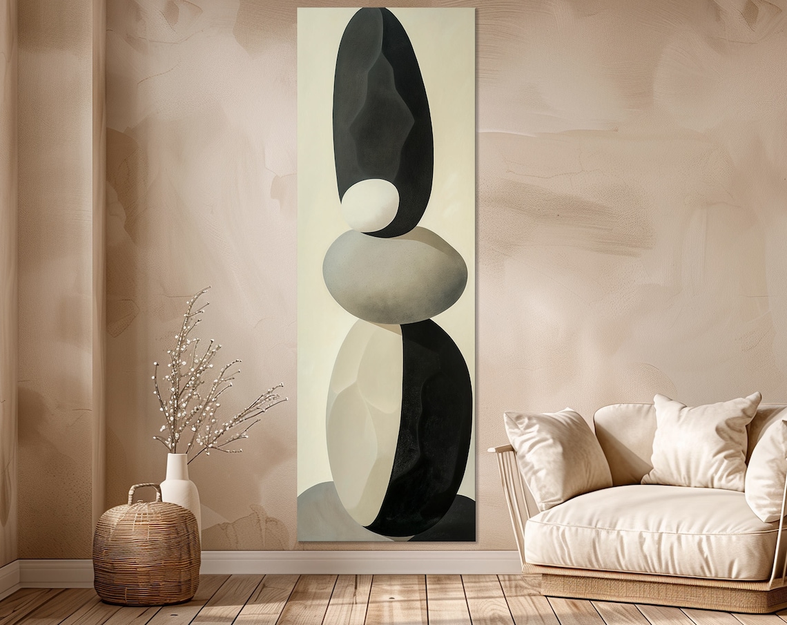 Balanced Zen Stones Minimalist Abstract Neutral Calm Wall Art Poster