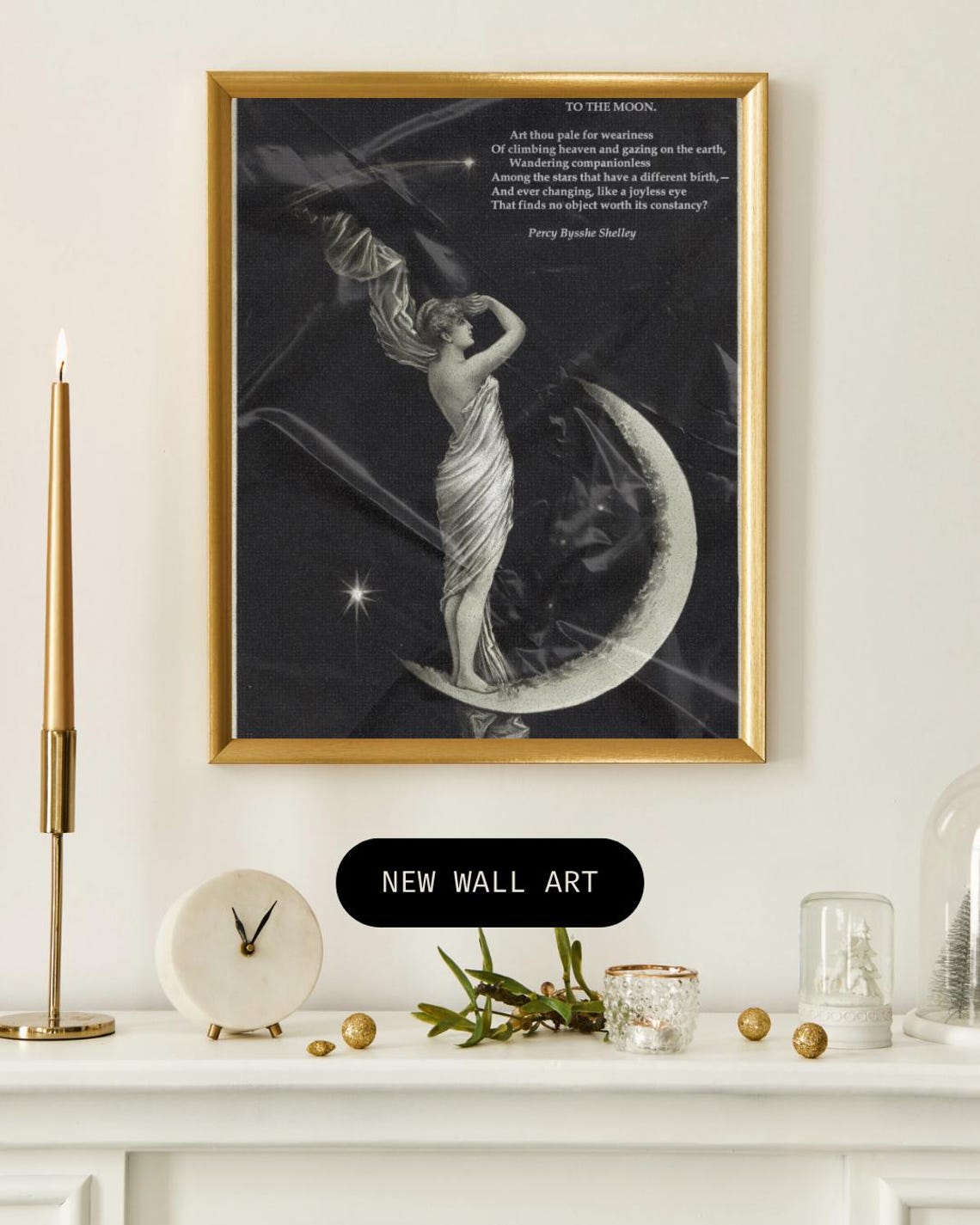 To The Moon Shelley Poem Vintage Celestial Goddess Art Print Poster - Image 2