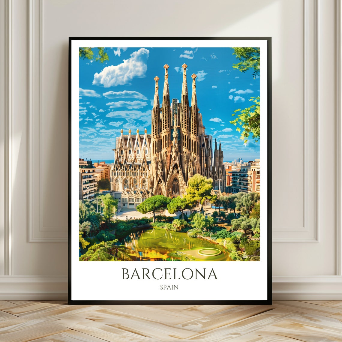 Barcelona Sagrada Familia Gaudi Cathedral Spain Travel Poster