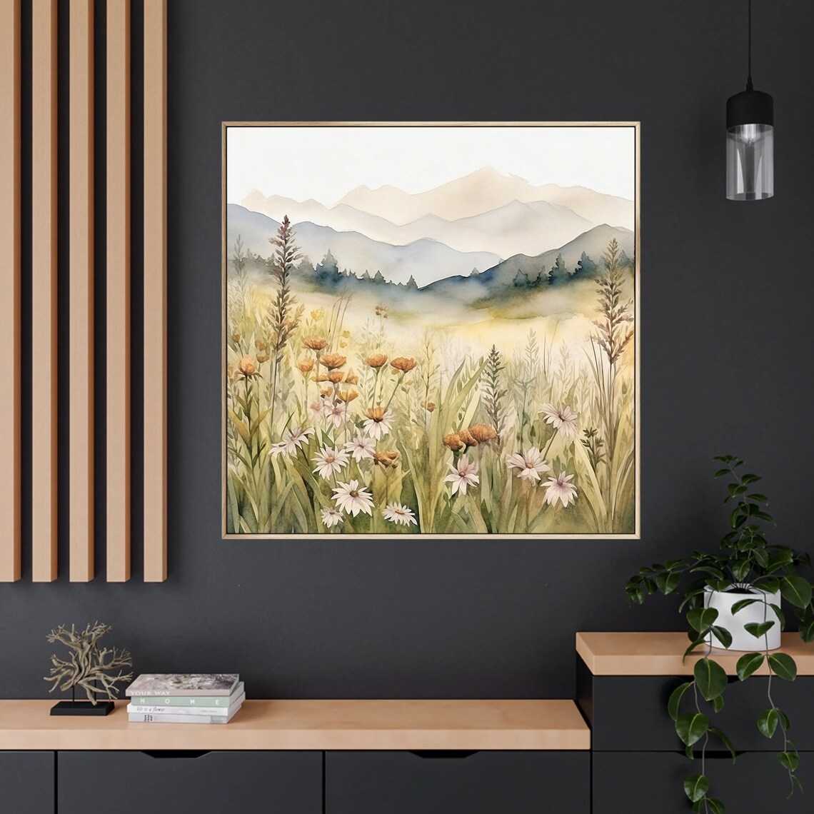 Wildflowers Mountain Print, Colorado Watercolor Landscape - Image 2