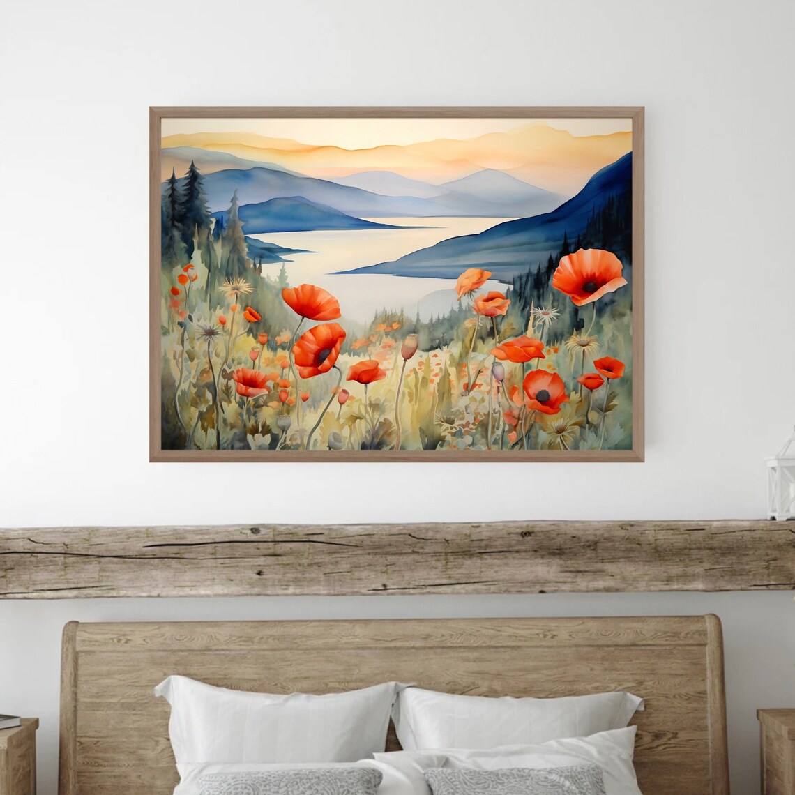 Columbia Gorge Watercolor Landscape Art Print - Image 3