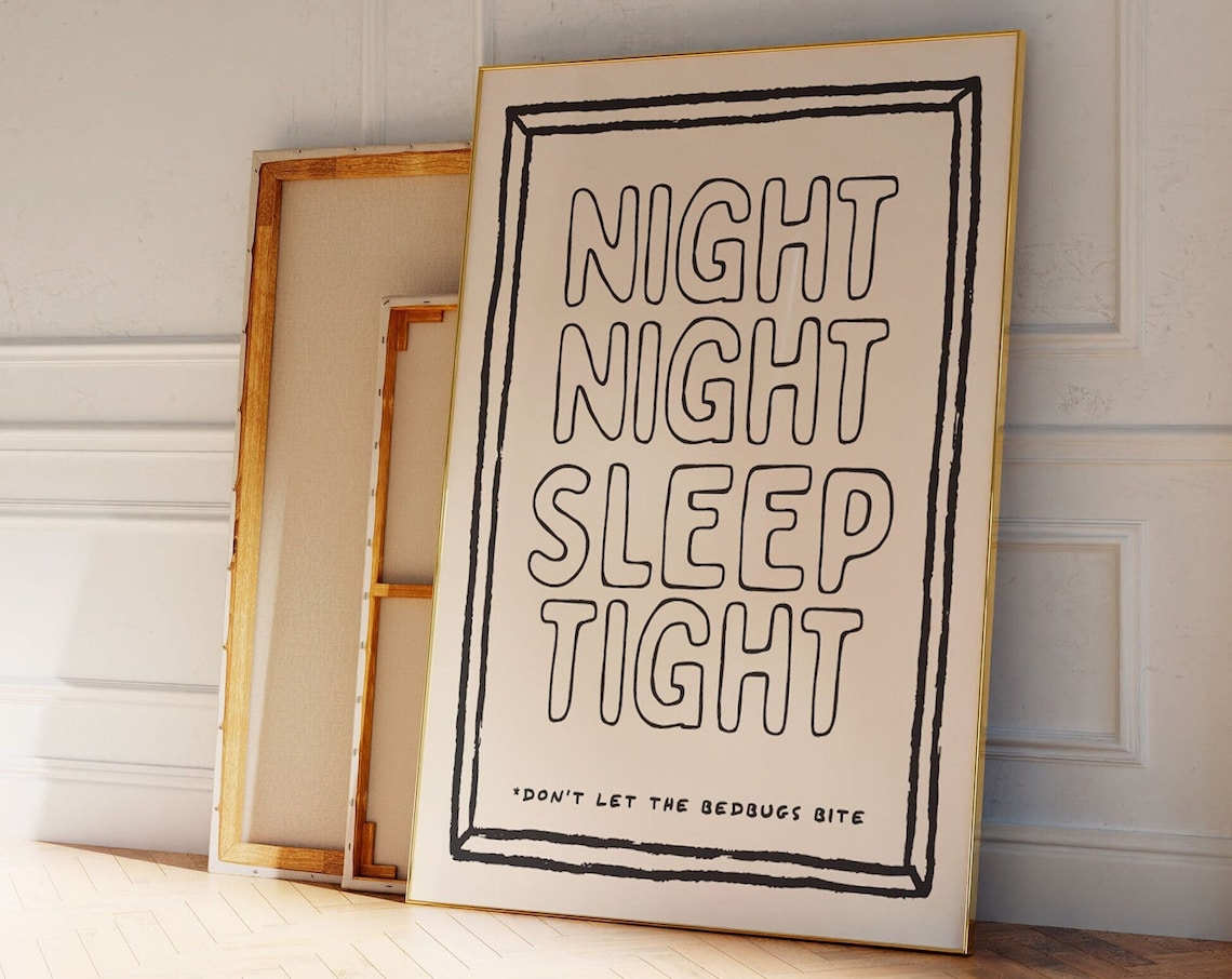 Night Sleep Tight Bedroom Funny Bed Bugs Art Print