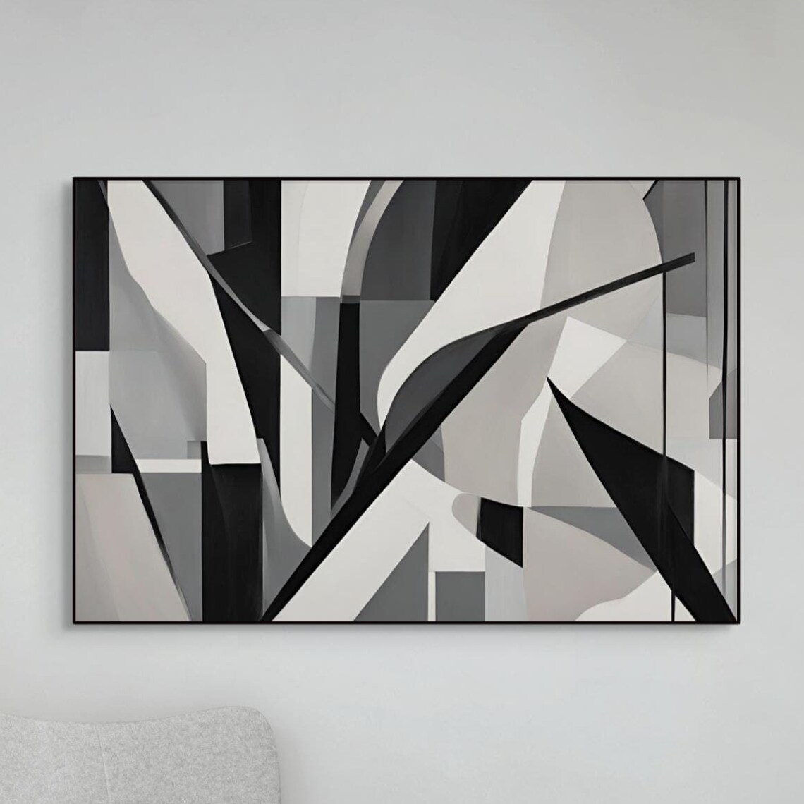 Monochromatic Abstract Wall Art, Contemporary
