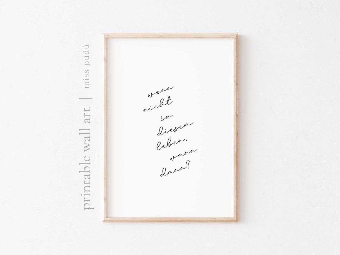 German Quote Wenn Nicht in Diesem Leben Inspirational Script Wall Art