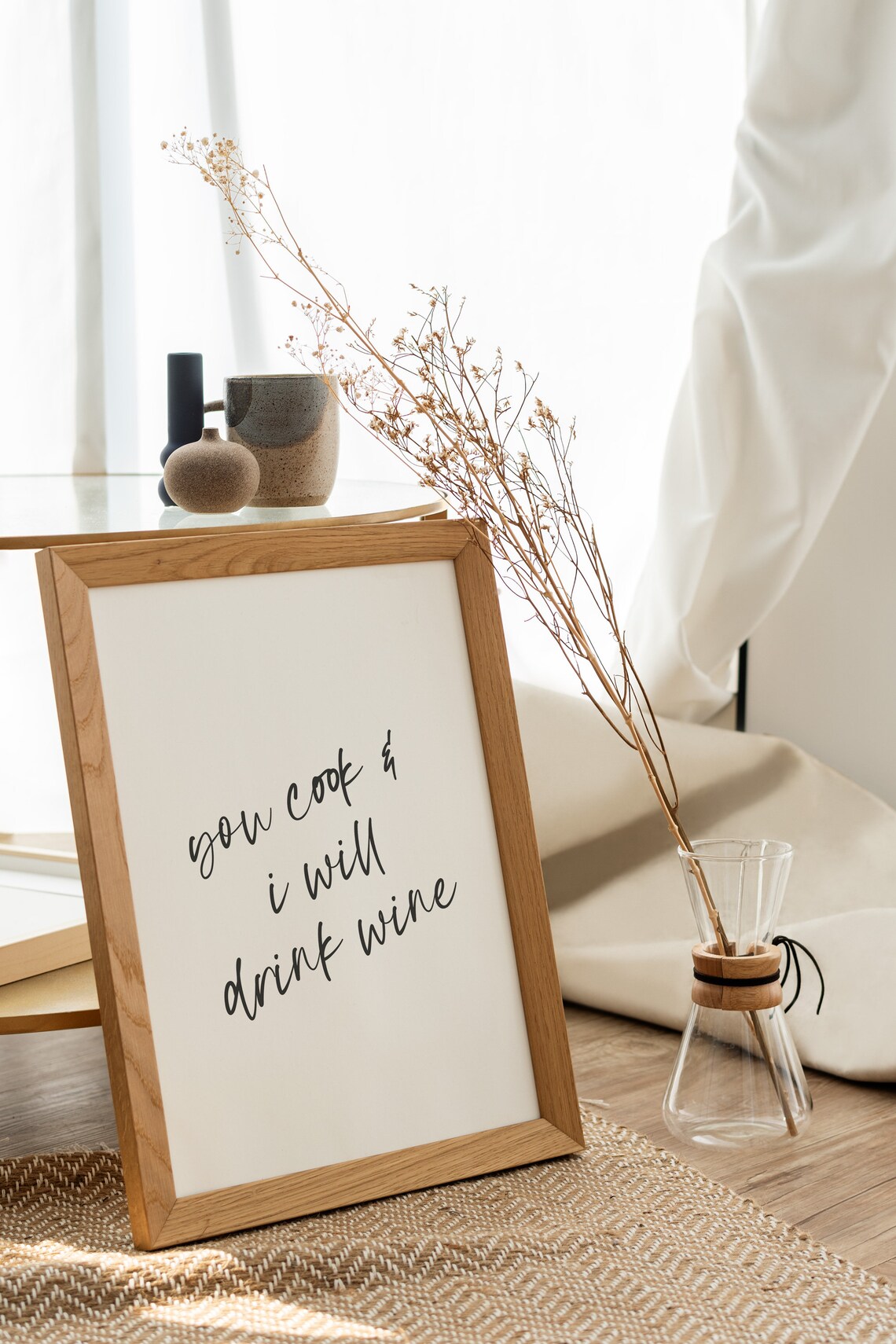 You Cook I Will Drink Wine Minimalist Quote Poster - Image 2