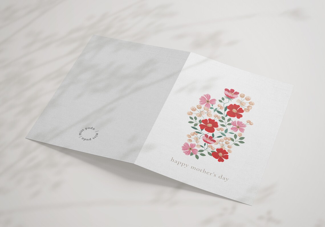 Happy Mothers Day Floral Printable Greeting Card Print Gift for Mom - Image 2