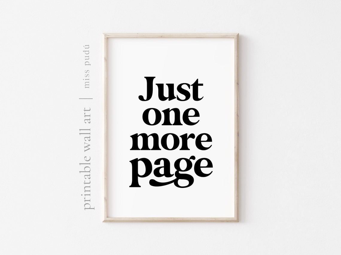 Just One More Page Book Lover Reading Nook Quote Poster Decor