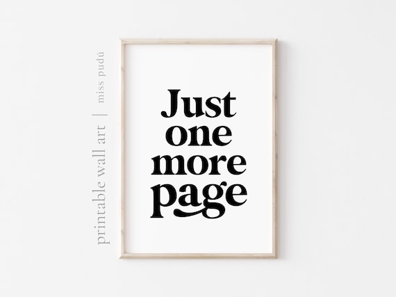 Just One More Page Book Lover Reading Nook Quote Poster Decor