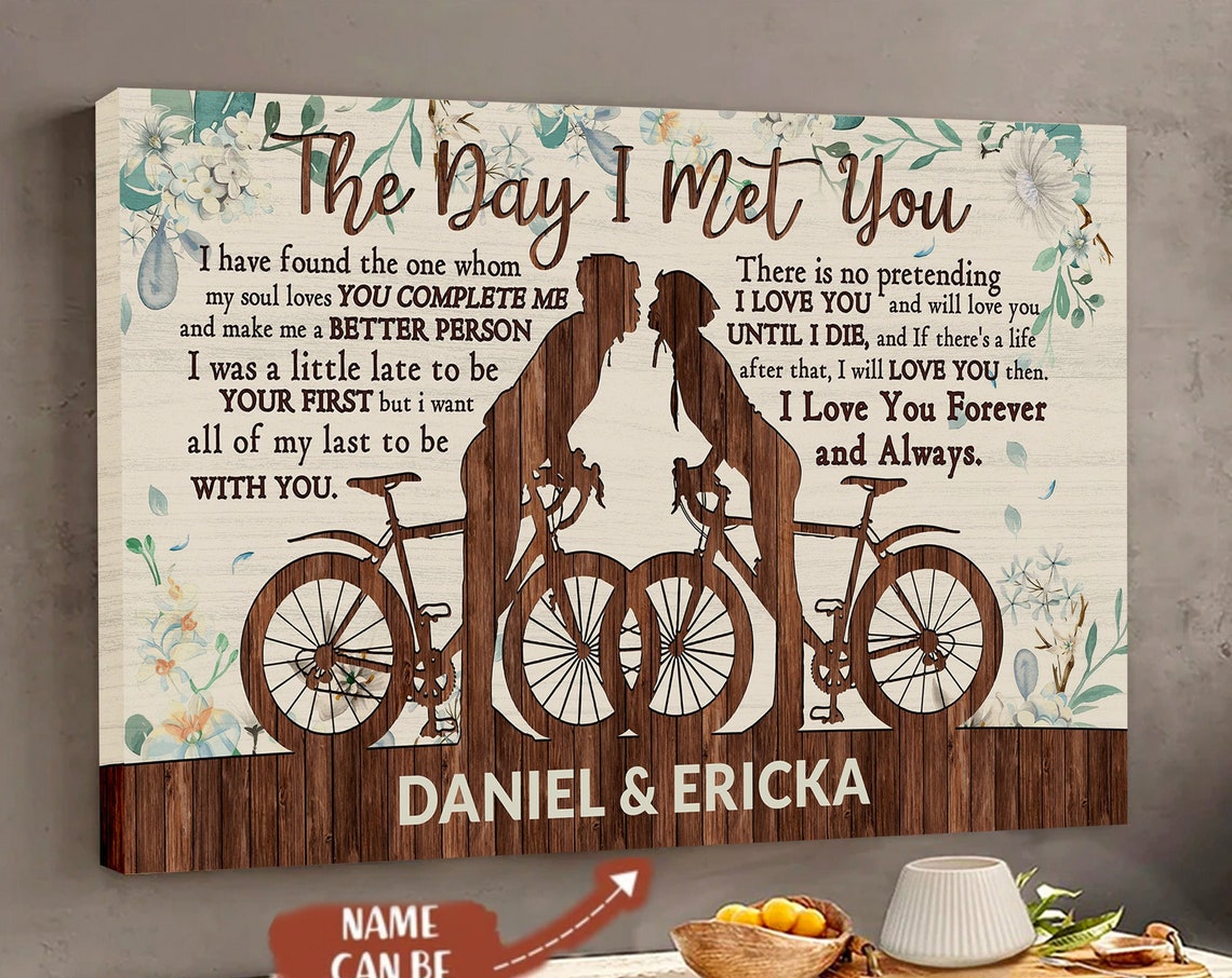 Personalized Cycling Couple The Day I Met You Forever And Always Poster Romantic Cycling Memory