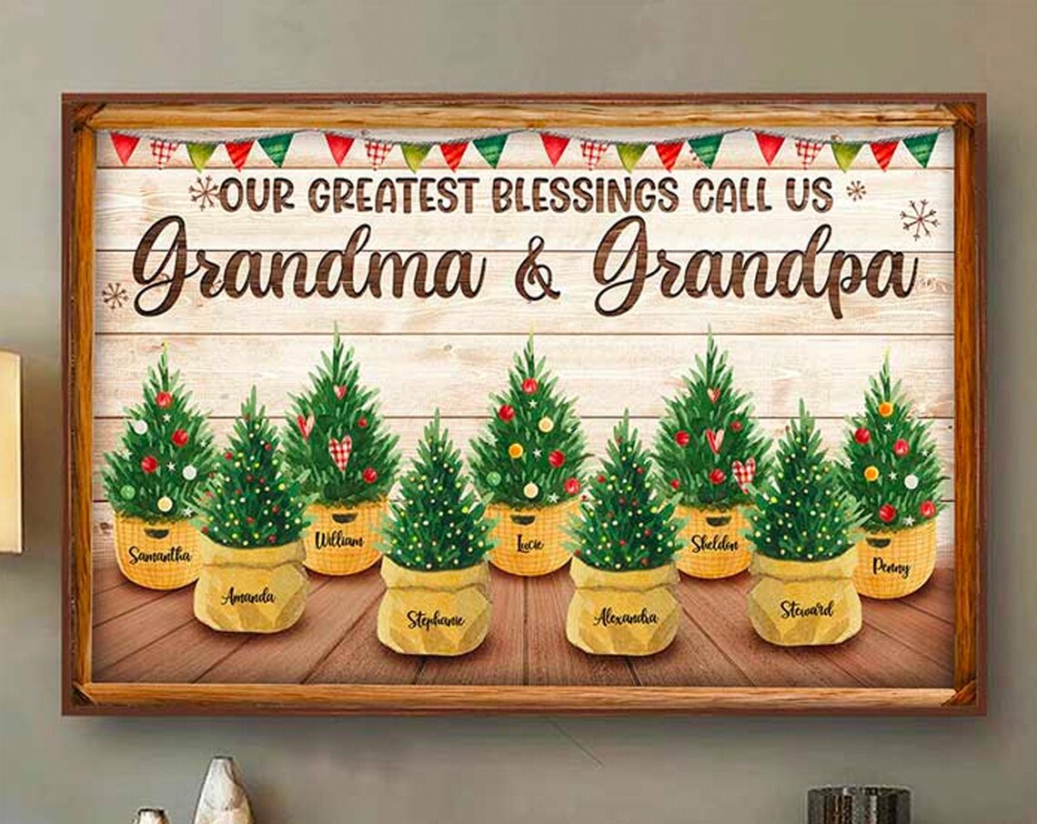 Grandkids the Greatest Joy of All Christmas Tree Family Poster - Image 4