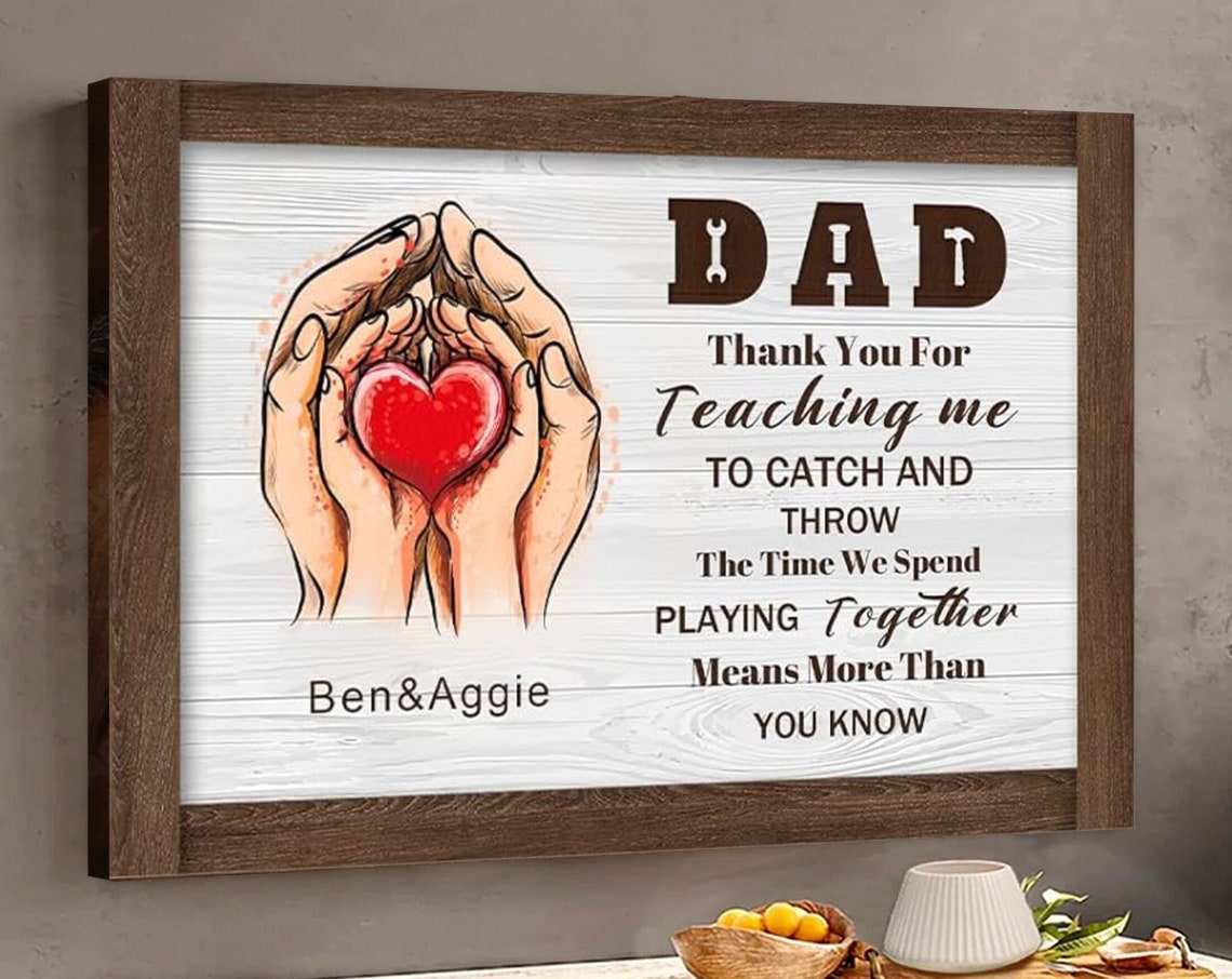 Dad Thank You For Teaching Me Hands Holding Heart Gift Poster
