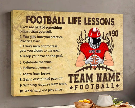 Personalized Gift For Football Player Custom Gifts For Football Lovers Football Life Lessons Canvasposter