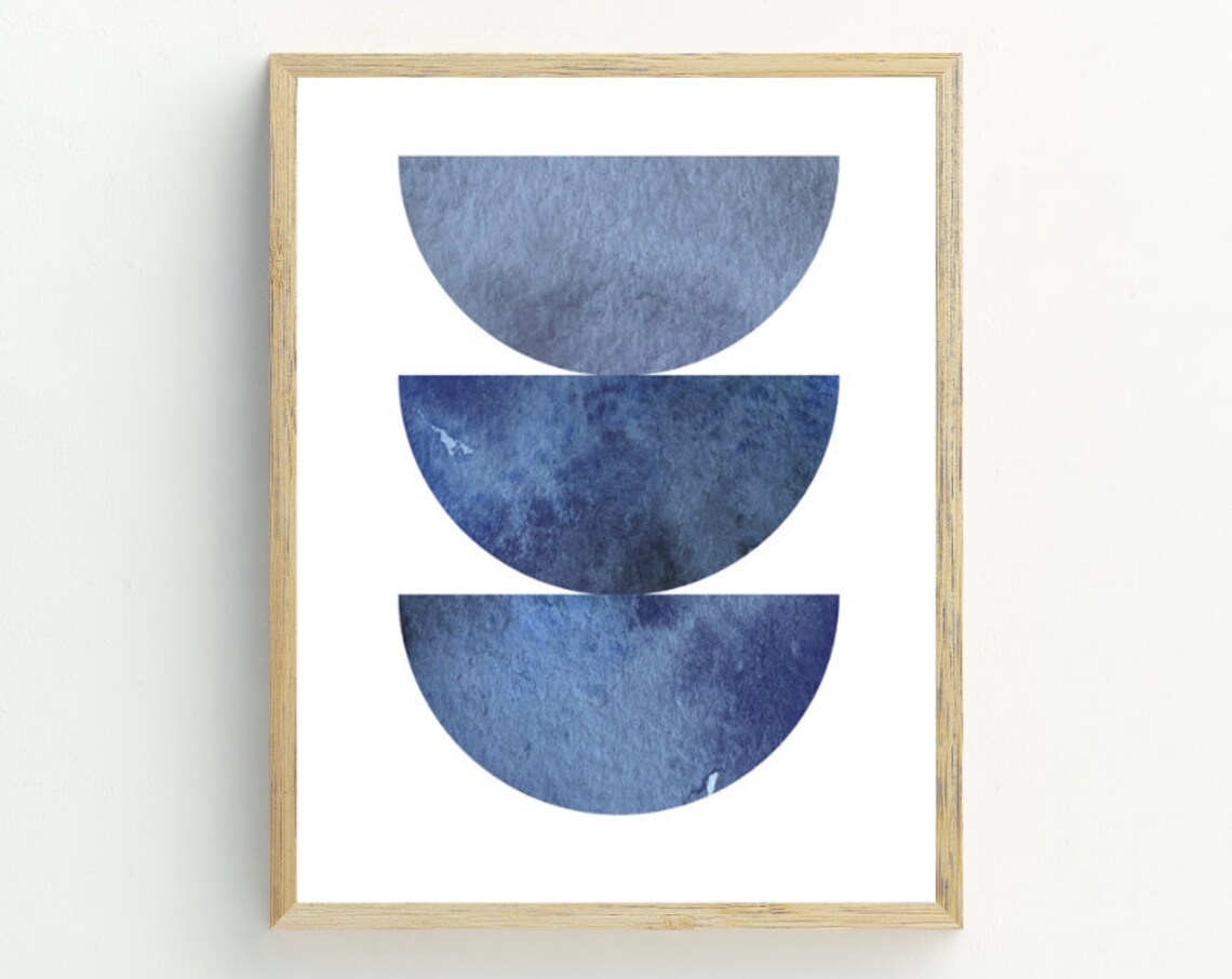 Indigo Blue Minimalist Abstract Art Print