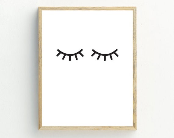 Eyelash Nursery Art Print, Black And White Minimalist