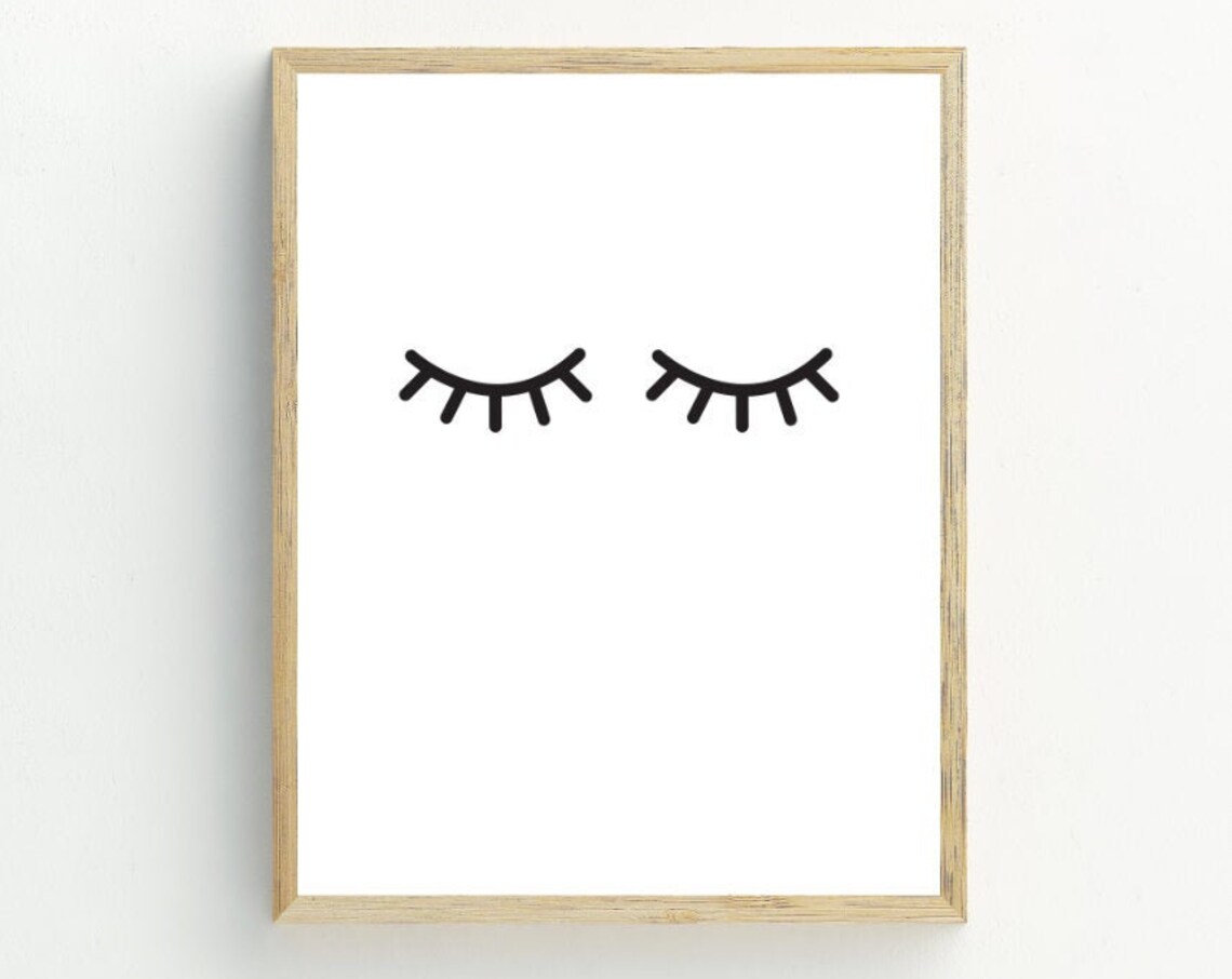 Eyelash Nursery Art Print, Black And White Minimalist