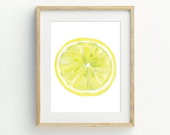 Lemon Wall Art, Kitchen Fruit Slice Print
