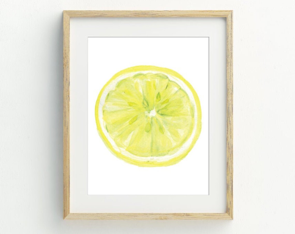 Lemon Wall Art, Kitchen Fruit Slice Print