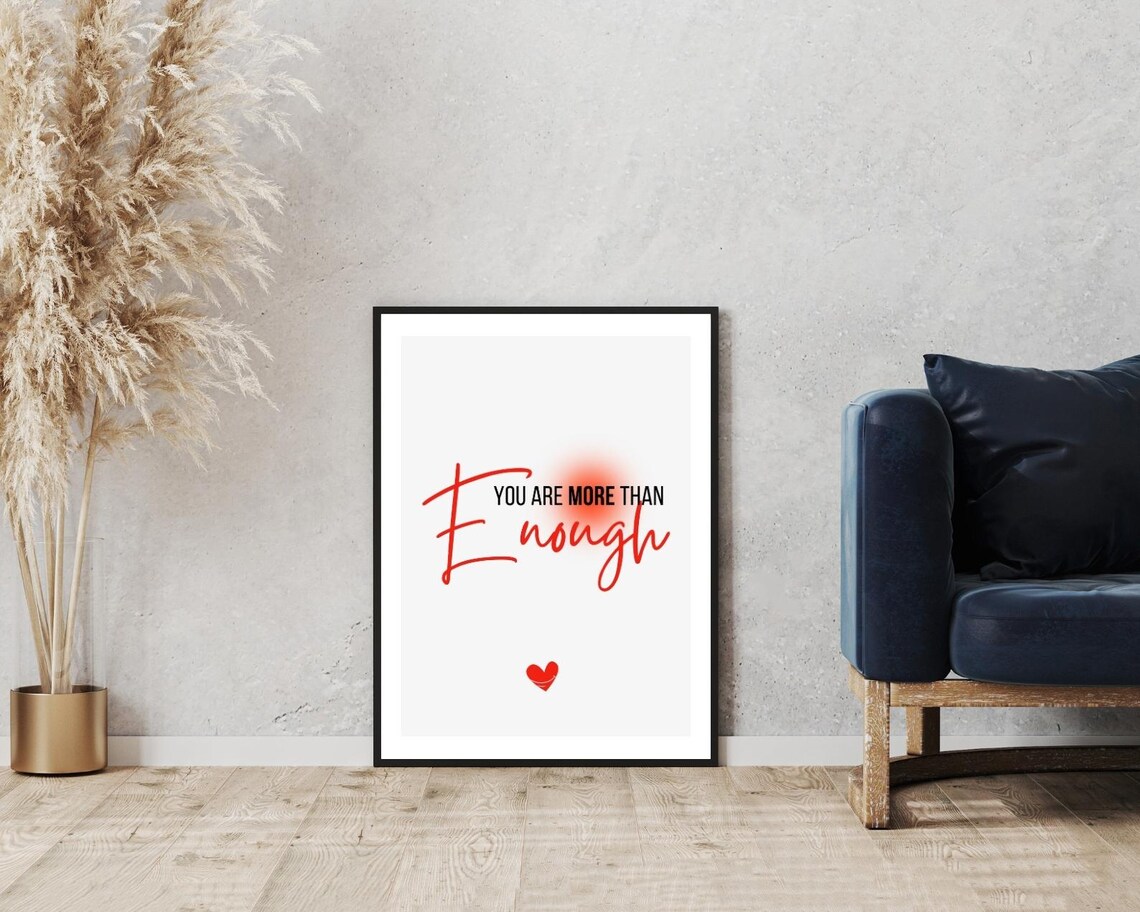 You Are More Than Enough Red Script Daily Affirmation Typography Poster - Image 5