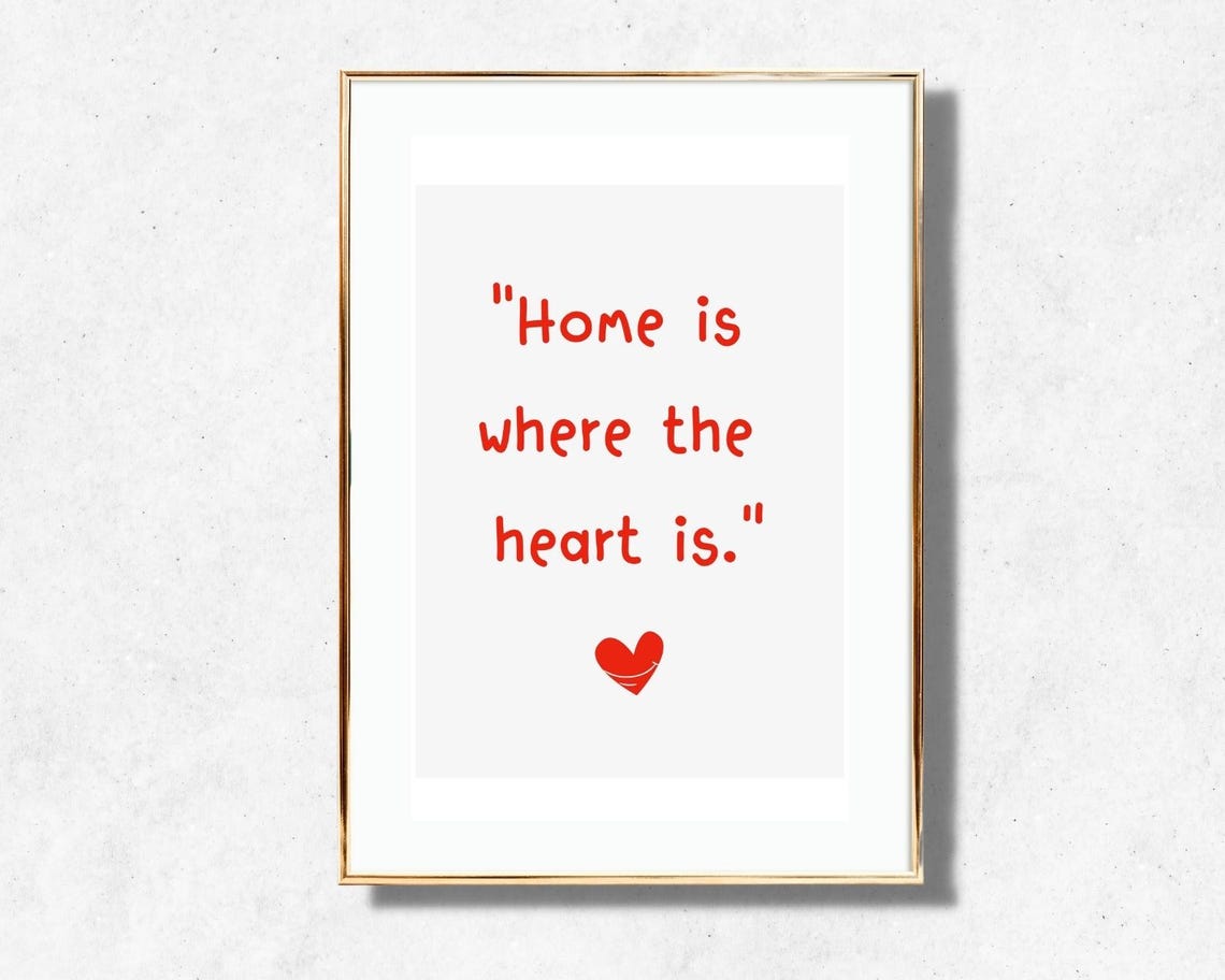 Home Is Where The Heart Is Cozy Quote Hand Lettered Wall Poster - Image 2