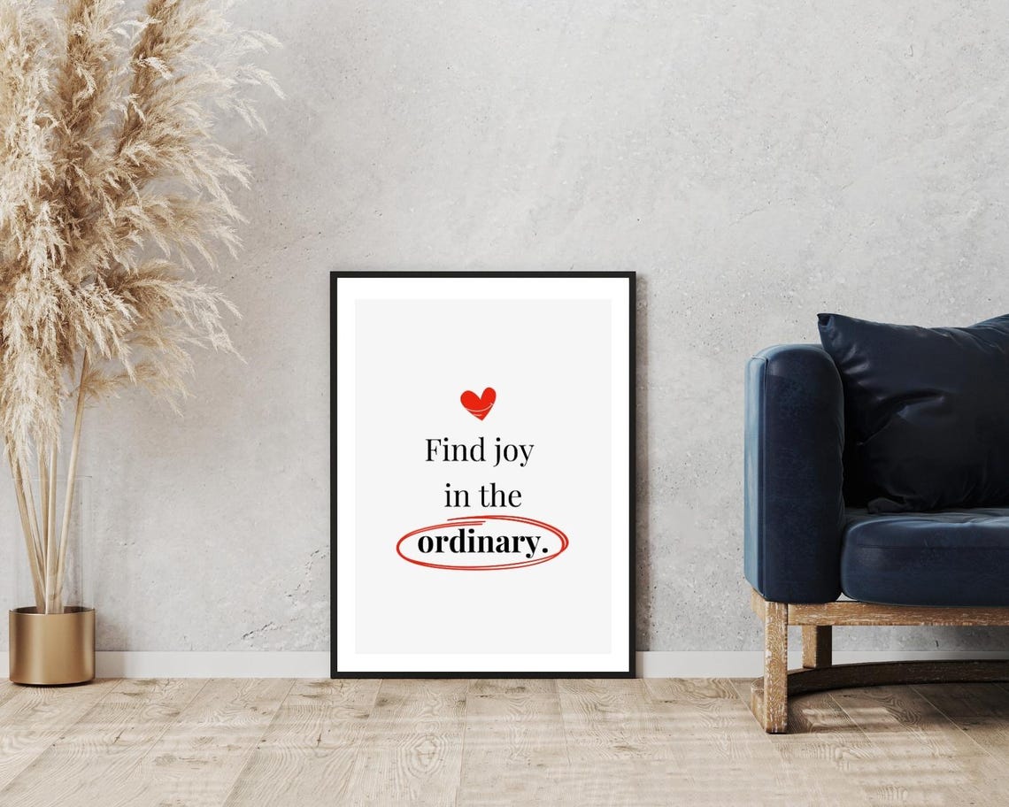 Find Joy In The Ordinary Quote Red Circle Heart Mindful Home Poster - Image 5