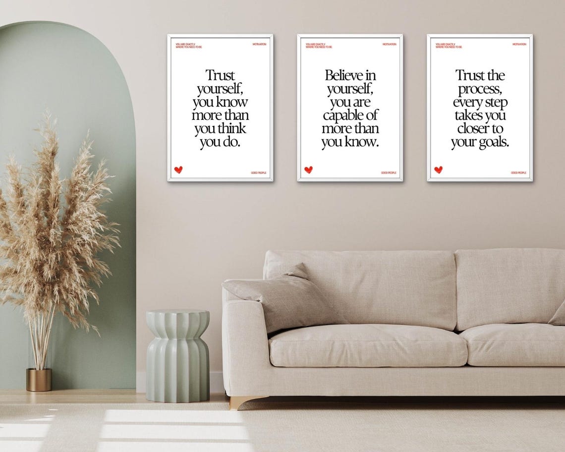 Trust Yourself You Know More Than You Think Black Typography Poster - Image 4