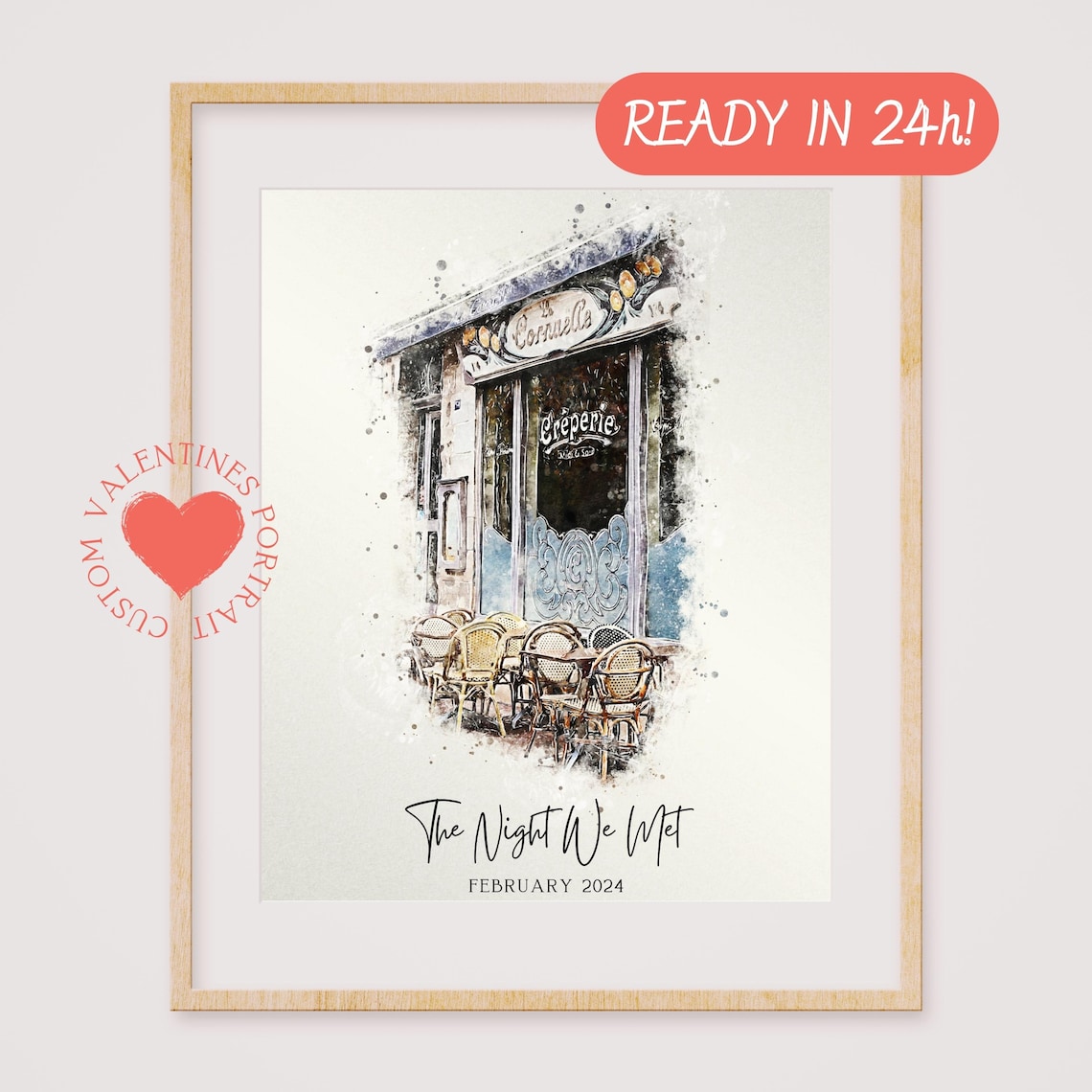 Our First Date Venue Custom Watercolor Portrait - Image 3
