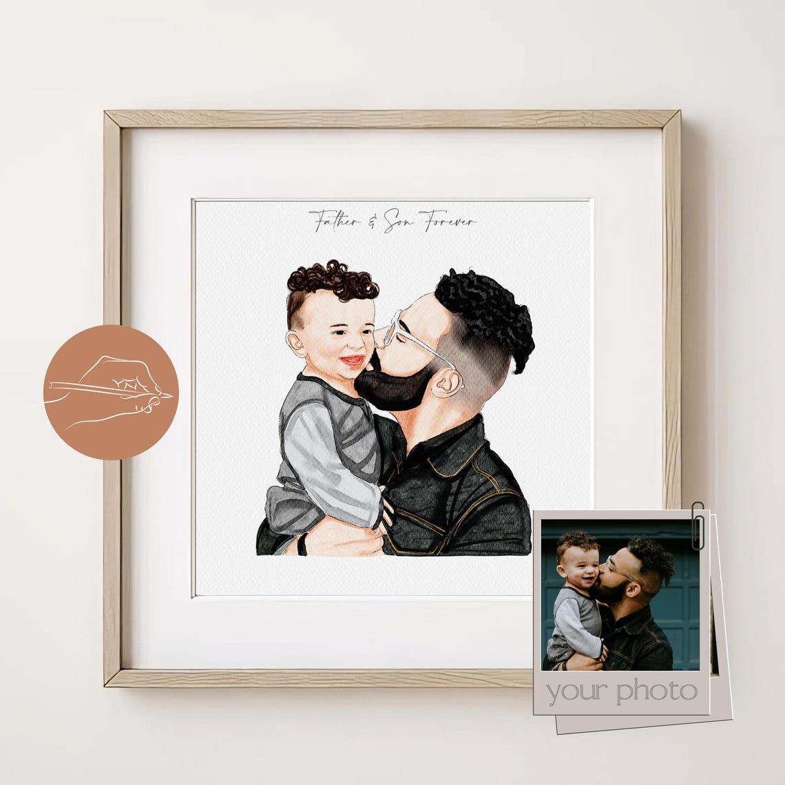 Birthday Gift For Dad Father Grandpa Custom Portrait Father Daughter Son Kids Painting Portrait From Photo Custom Family Portrait Drawing