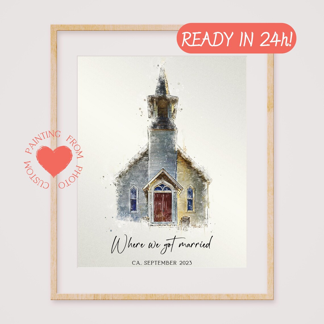 Where We Got Married Custom Wedding Church Painting Venue Art Poster