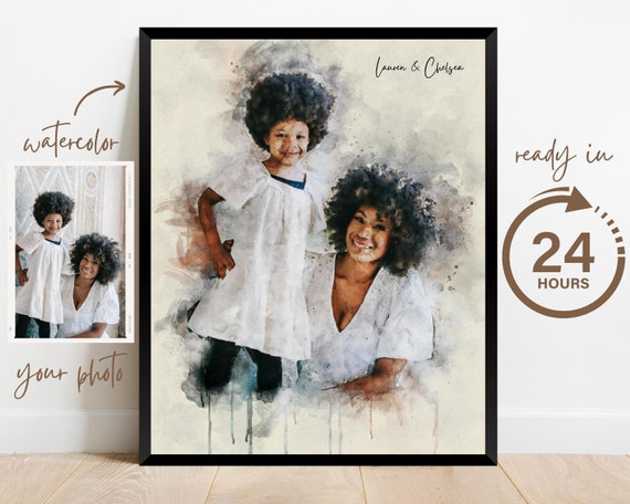 Personalized Mothers Day Gift For Mom Mother Grandma Custom Watercolor Portrait Painting From Photo Family Portrait Painting Watercolor