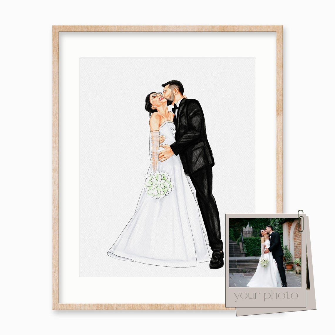 Happy Anniversary Wedding Couple Watercolor Portrait Poster Gift - Image 3