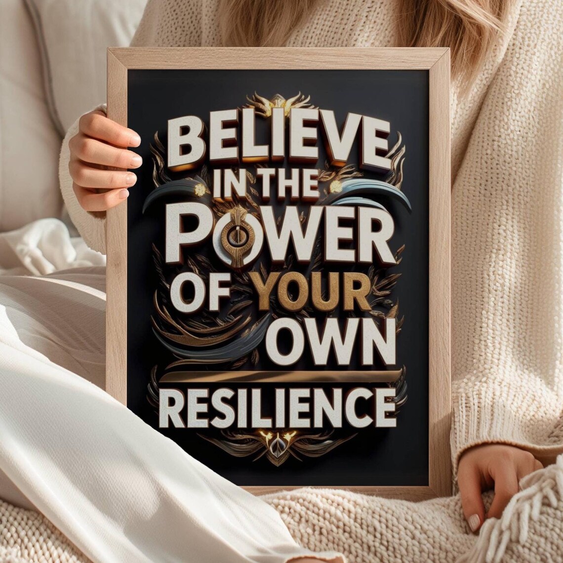 Believe in the Power of Your Own Resilience Gold Quote Poster - Image 4