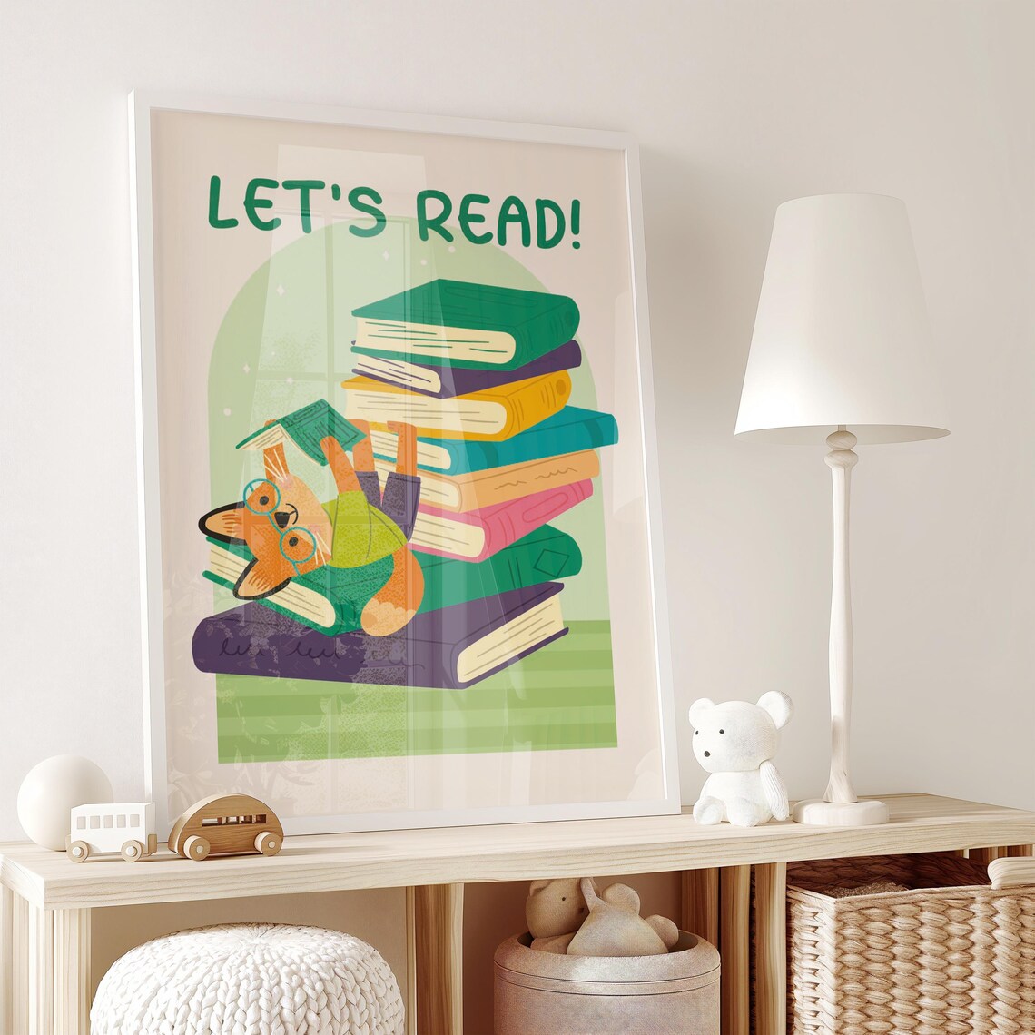 Fox Reading Art Print, Cute Kids Classroom Decor - Image 2