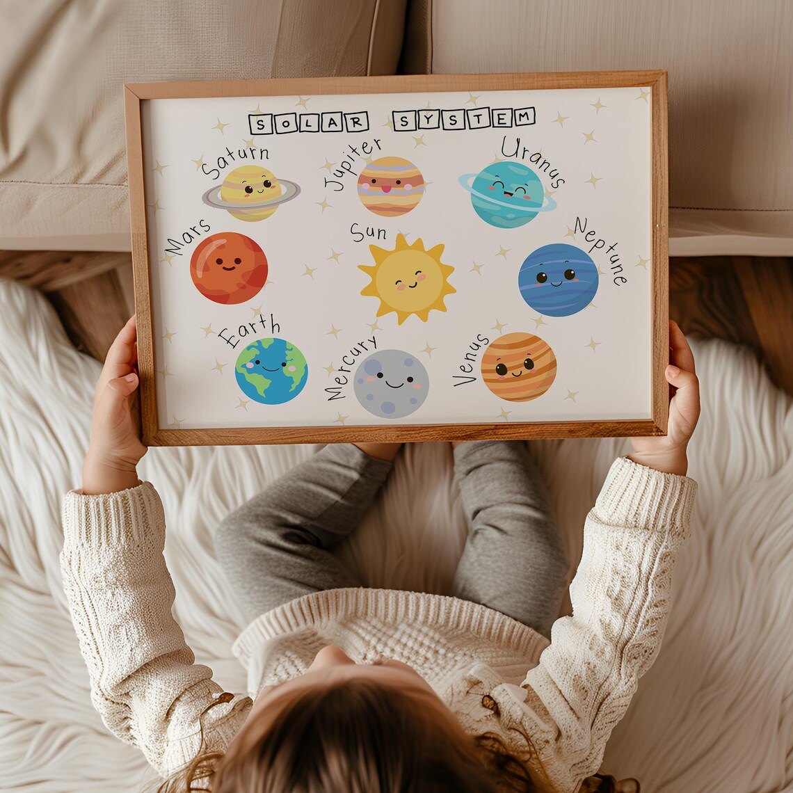 Cute Solar System Planets Art Print, Kids Room Decor - Image 3