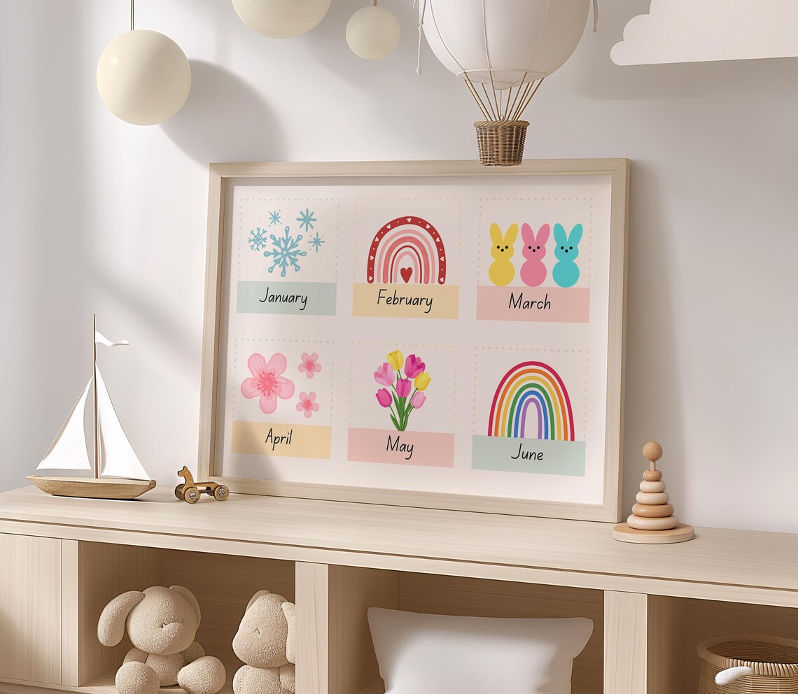 January To June Monthly Flashcard Style Kids Room Wall Decor Poster - Image 2