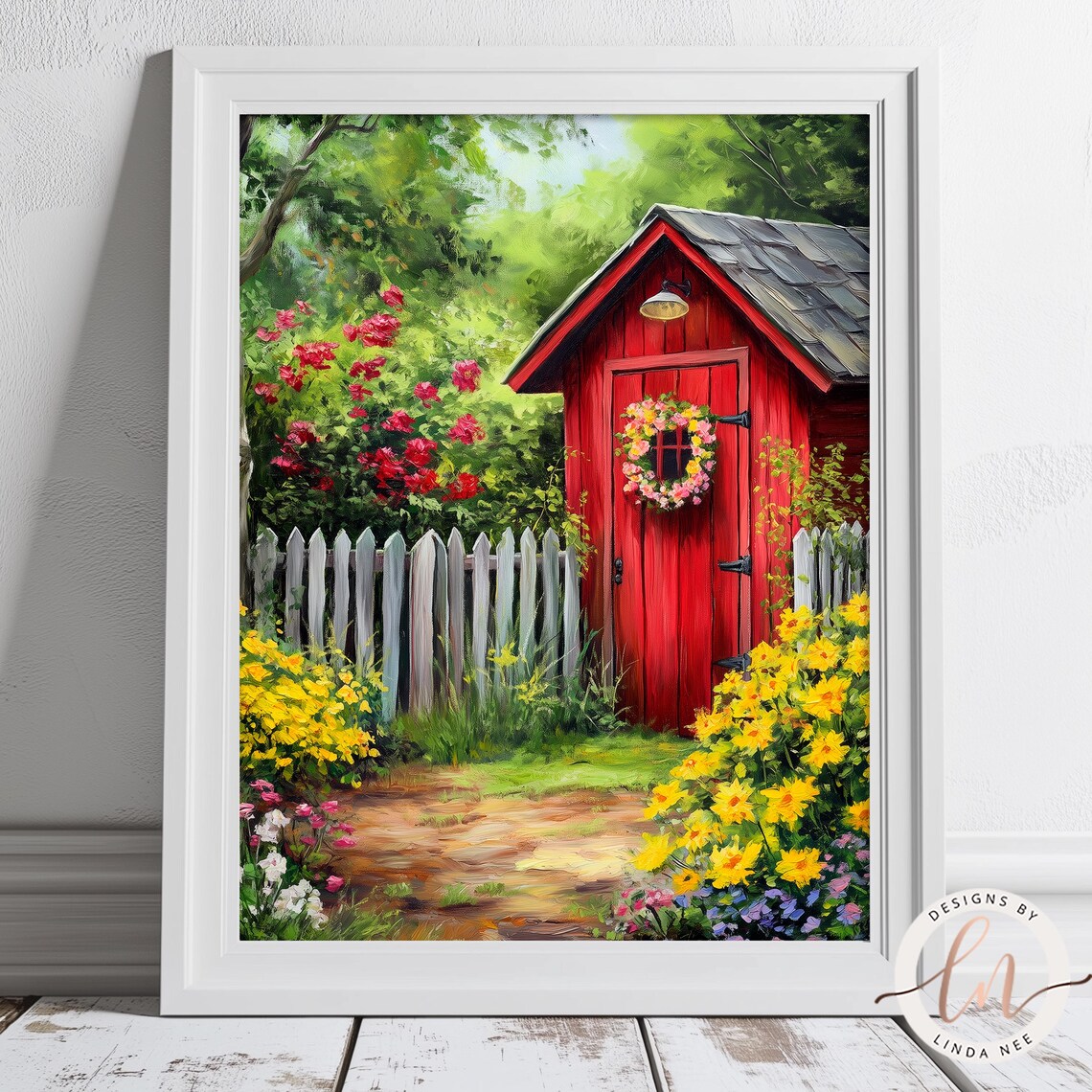 Summer Garden Painting, Rustic Cottage Wall Art Print - Image 2