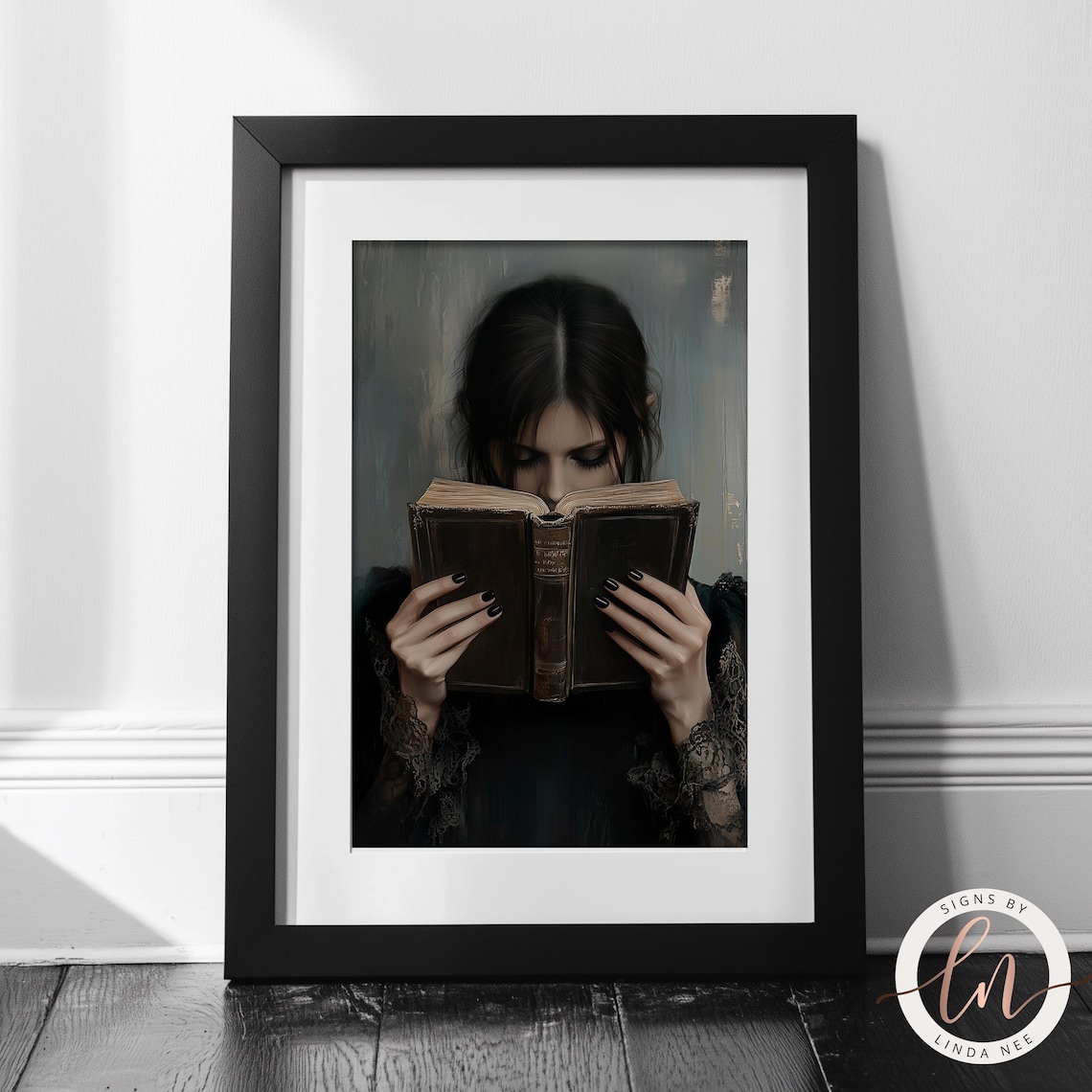 Victorian Woman Reading, Dark Academia Library Art Print - Image 4