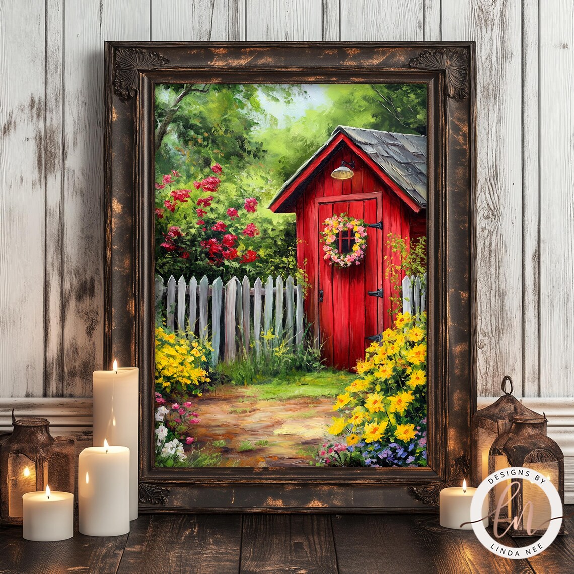 Summer Garden Painting, Rustic Cottage Wall Art Print - Image 5