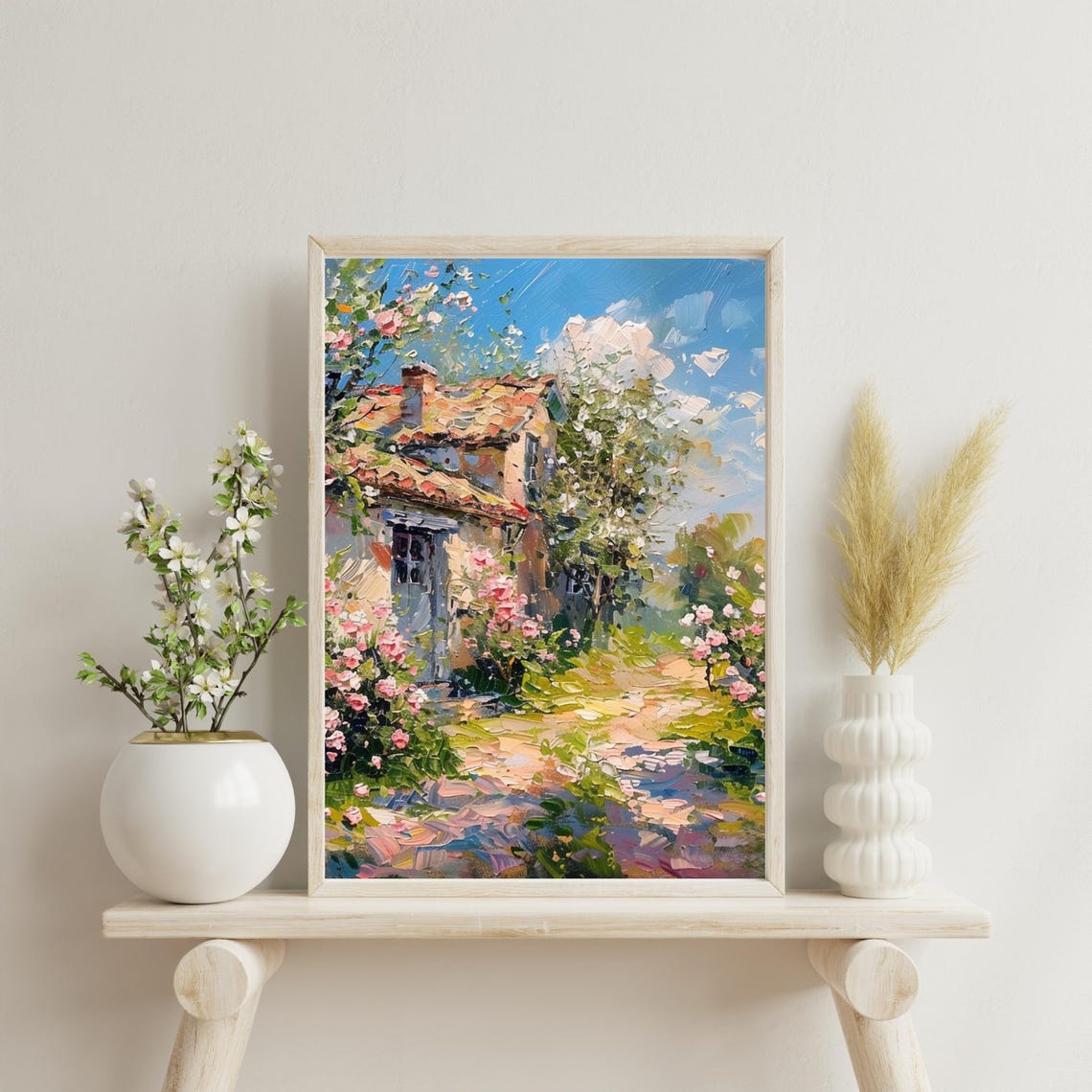 Rustic Cottage Garden Print Vintage Oil Painting Wall Art Flower Print Farmhouse Decor Cottagecore Art English Countryside 625 - Image 3