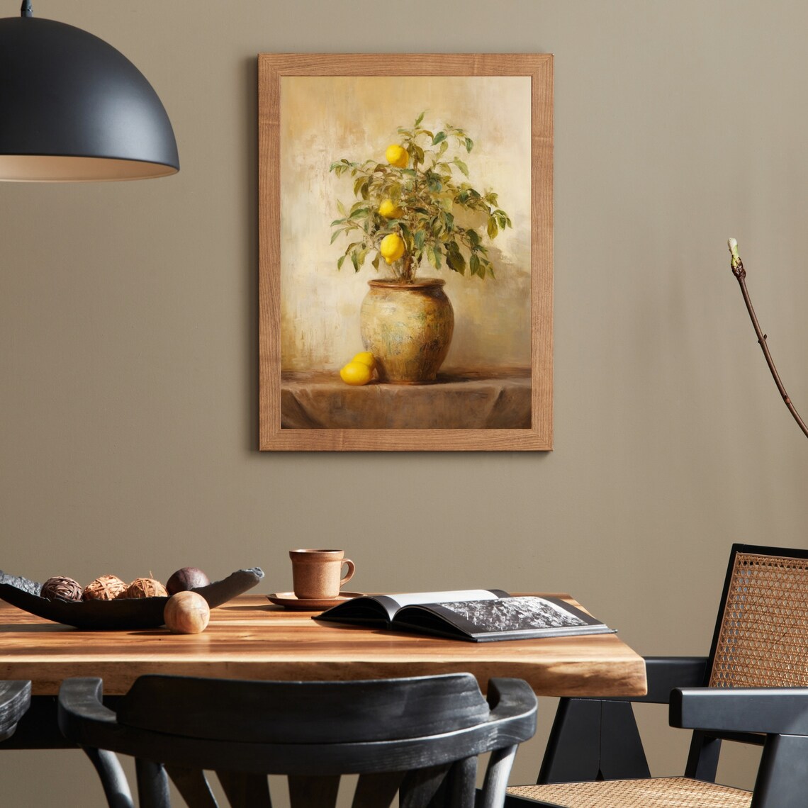 Lemon Tree With Ripe Fruit In Antique Clay Vase Painting Poster - Image 6