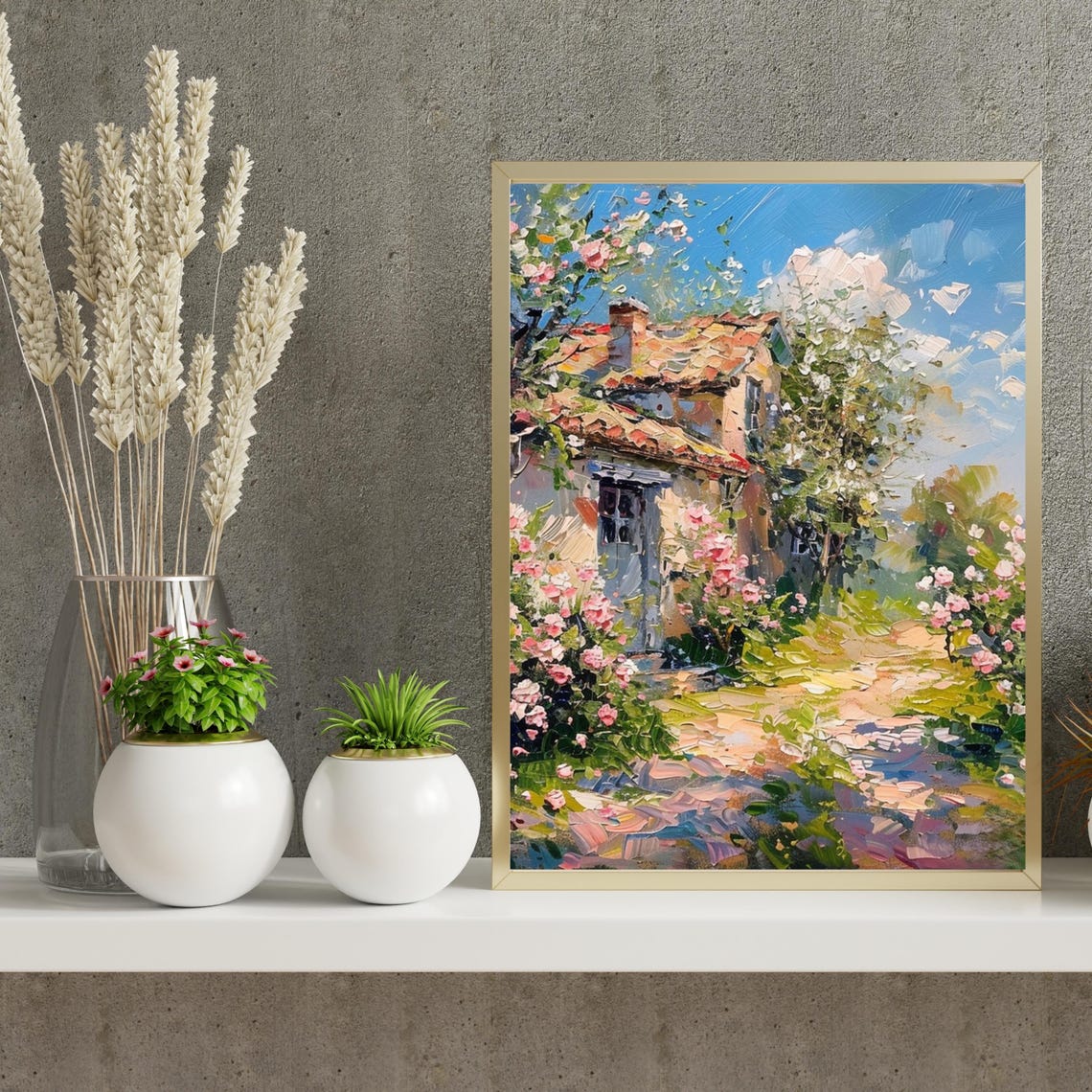 Rustic Cottage Garden Print Vintage Oil Painting Wall Art Flower Print Farmhouse Decor Cottagecore Art English Countryside 625 - Image 2