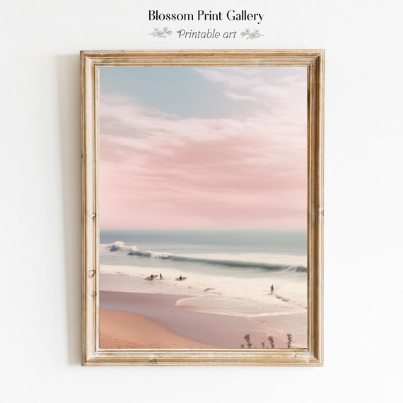 Muted Surf Seaside Beach Vintage Painting Seascape Oil Painting Surf Coastal Beach Wall Art Beach House Decor Vintage Art 441