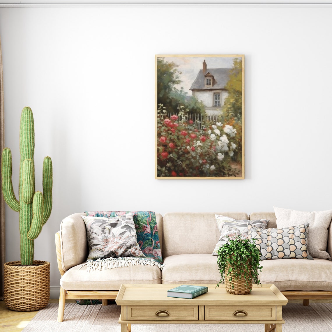 Charming Summer Country Cottage Rose Garden Impressionist Poster - Image 6