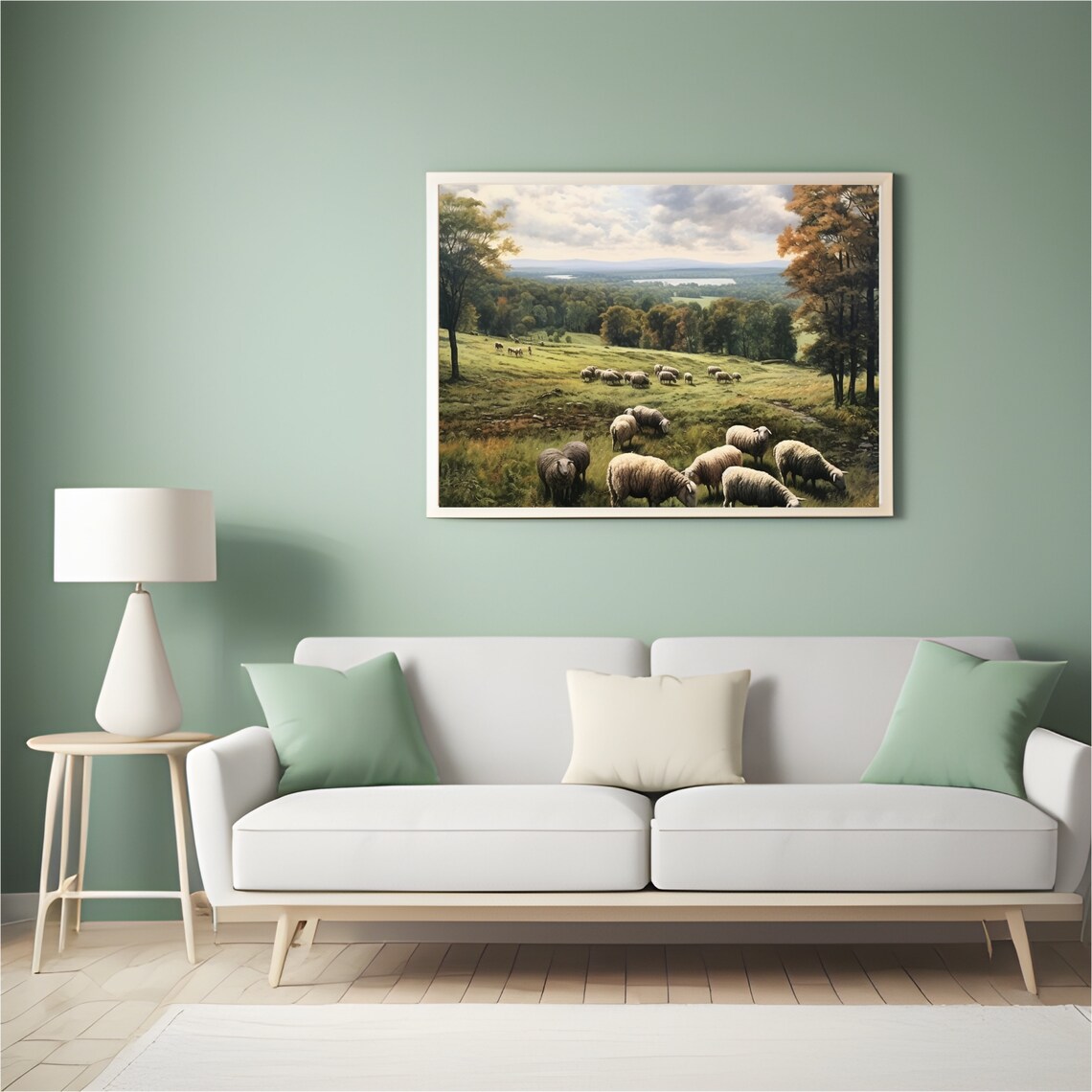 Sheep Vintage Neutral Landscape Art Print, Farmhouse - Image 5