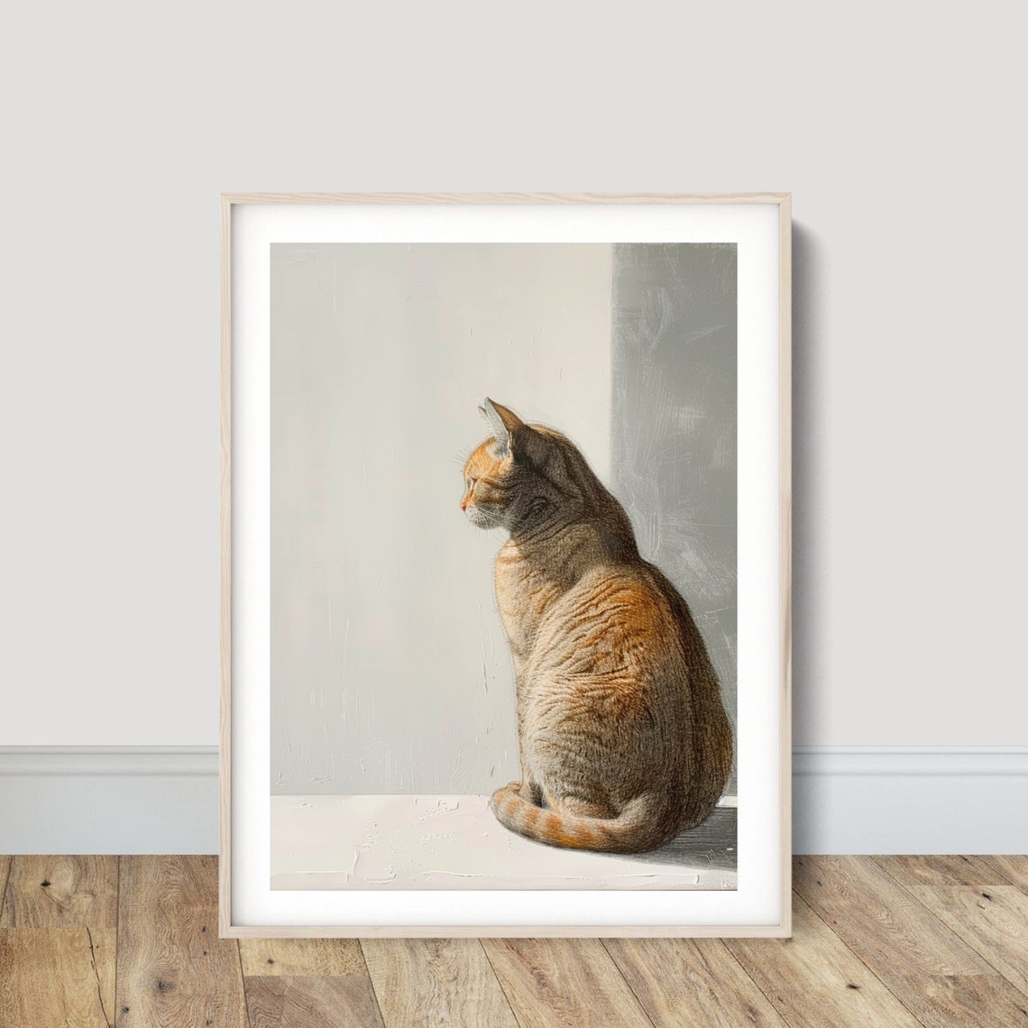 Orange Tabby Cat Sitting In Window Minimalist Pet Portrait Poster - Image 6