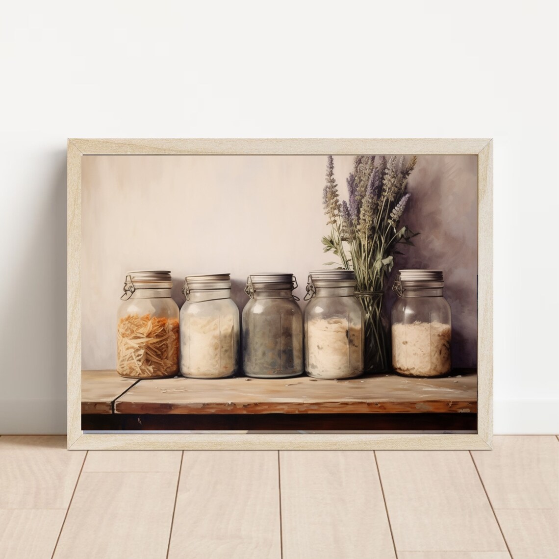 Mason Jar Pantry Shelf With Lavender Kitchen Painting Poster - Image 4