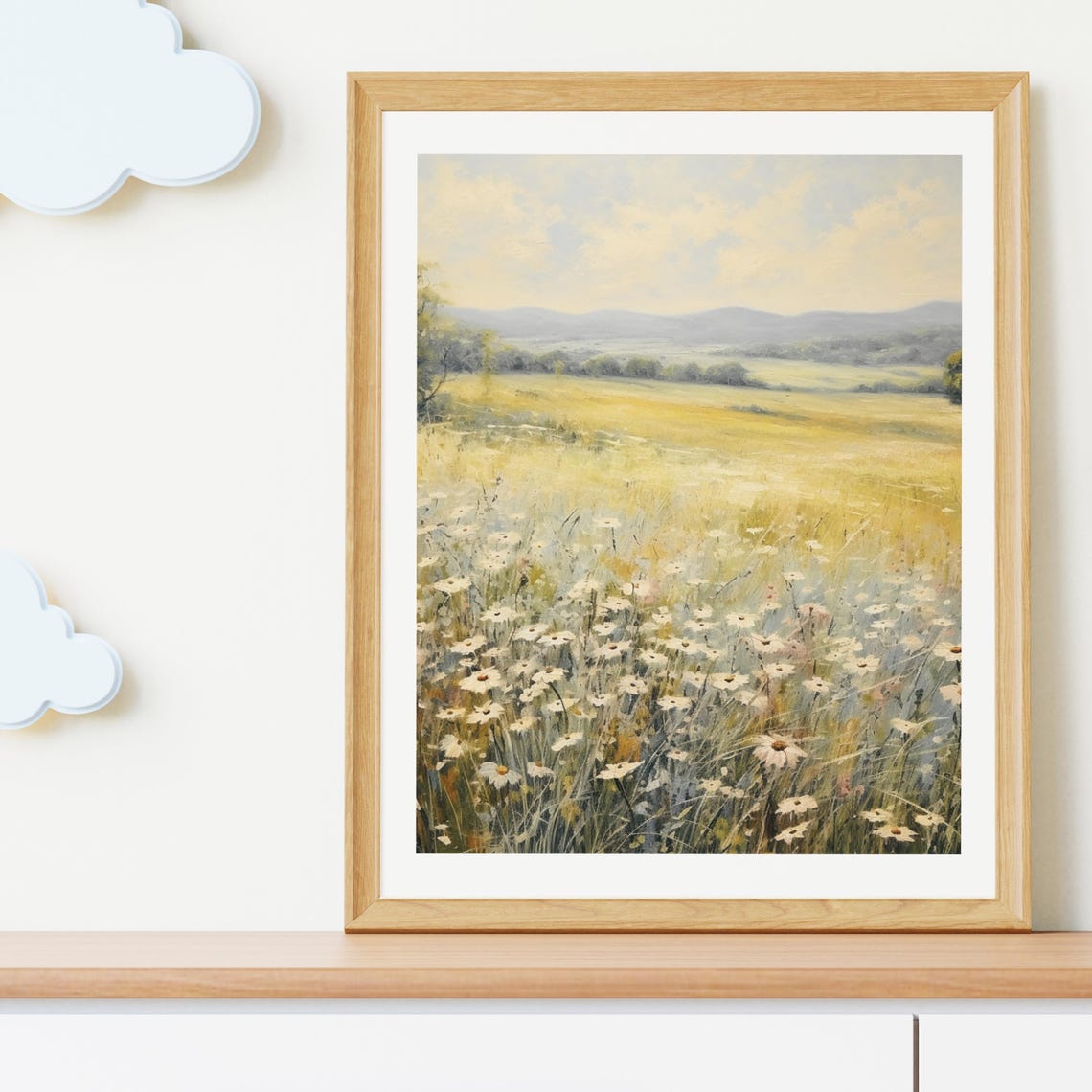 Wildflower Meadow Daisy Field Rolling Hills Summer Art Poster - Image 3